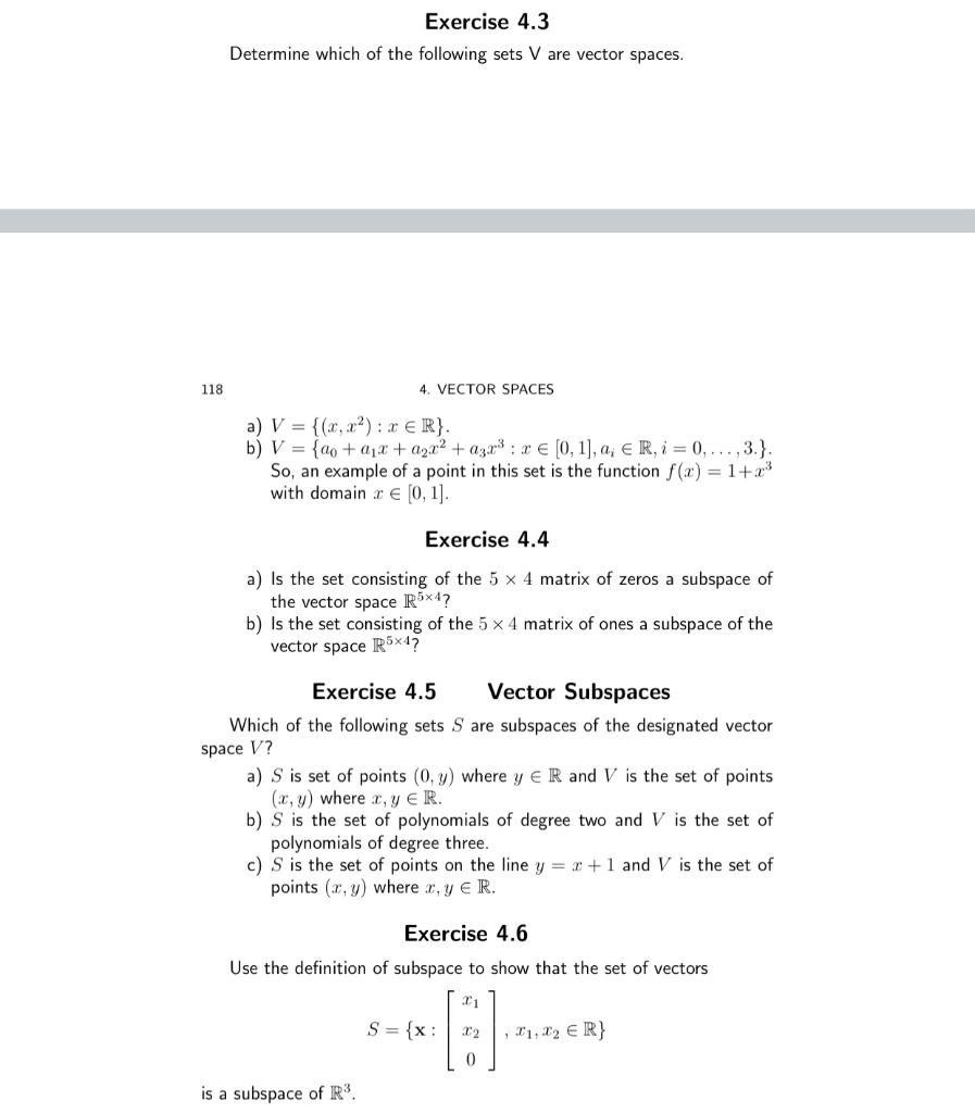 Solved Exercise 4.3 Determine which of the following sets V | Chegg.com