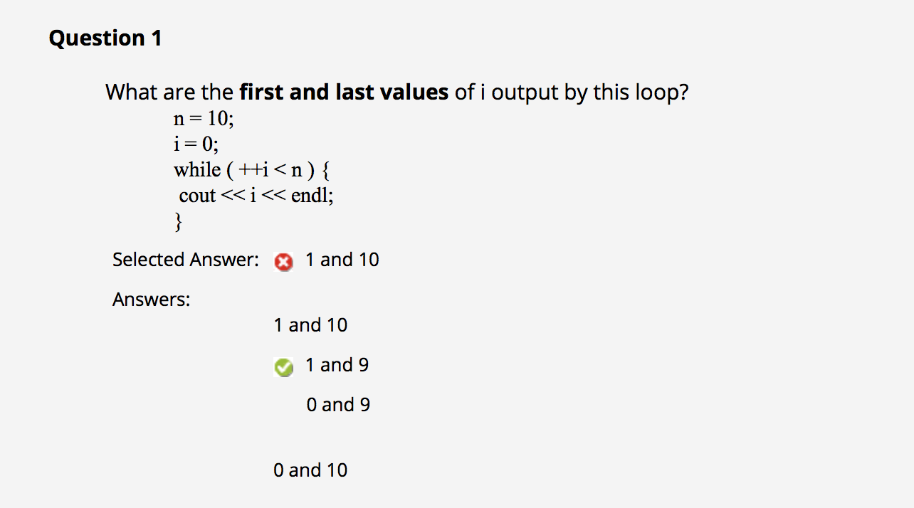 Solved Question 1 What are the first and last values of i | Chegg.com