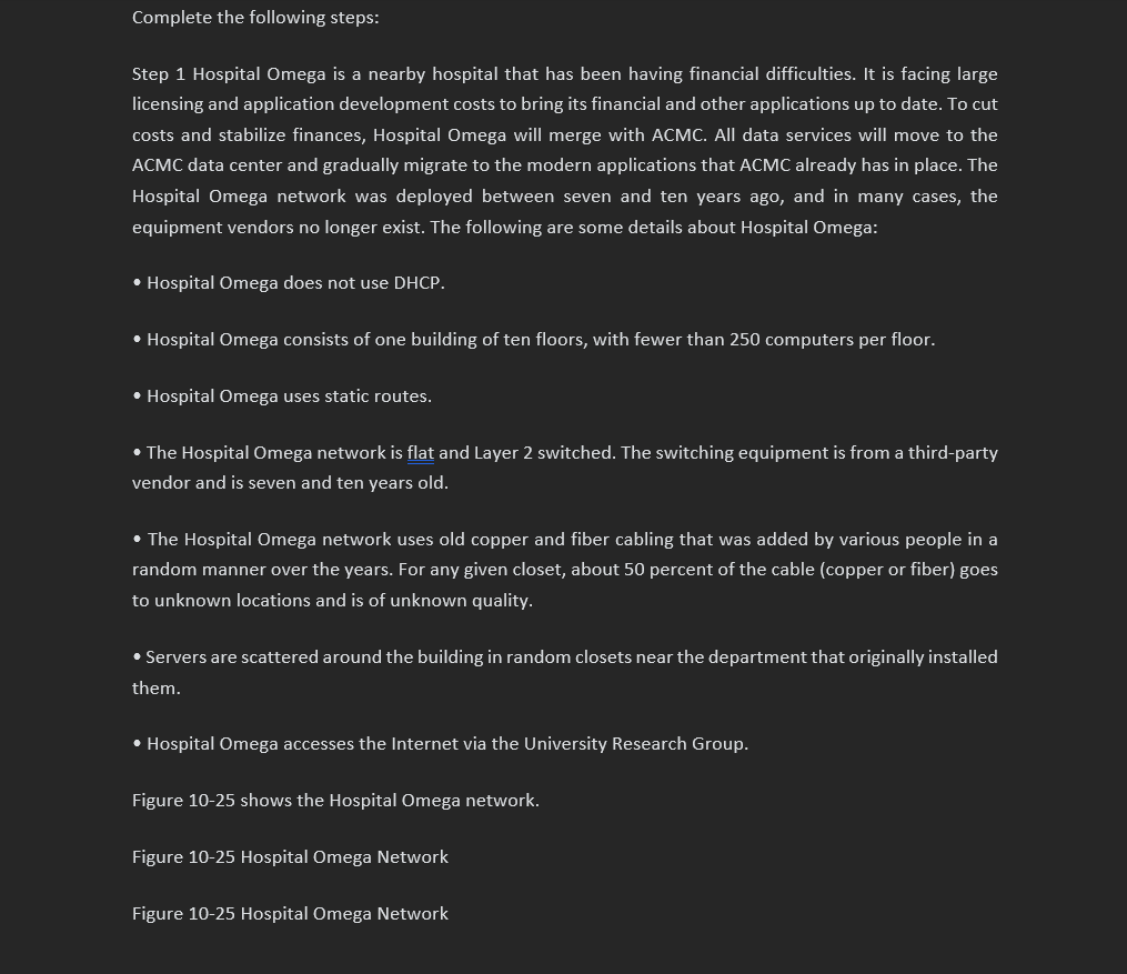 Solved Complete the following steps Step 1 Hospital Omega Chegg