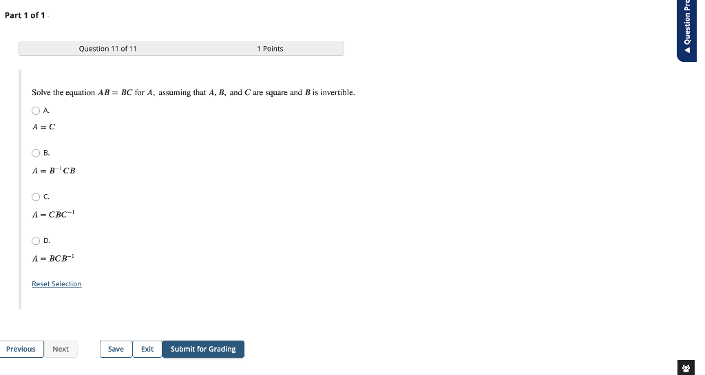 Solved Solve The Equation AB=BC For A, Assuming That A,B, | Chegg.com