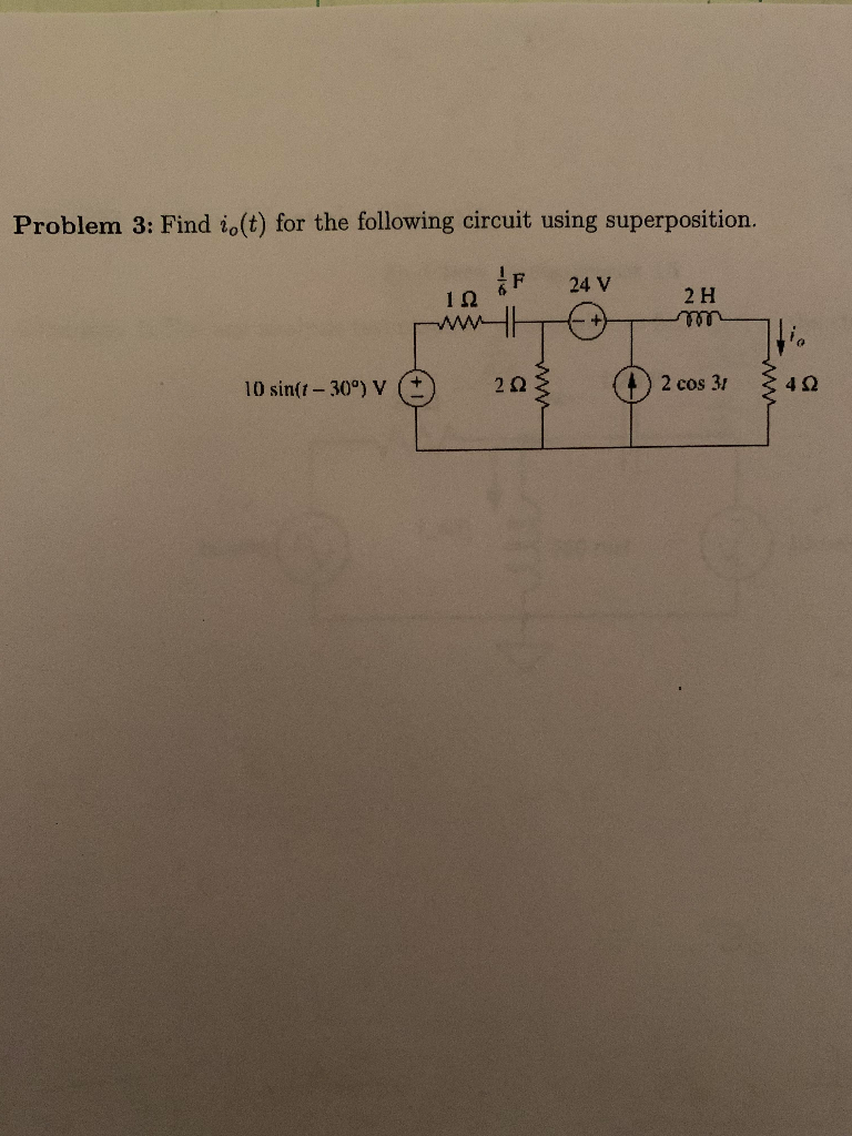 Solved Problem 3: Find io(t) for the following circuit using | Chegg.com