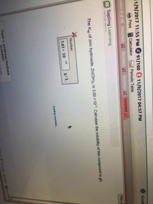 Solved Periodic Table The Kp of zinc hydroxide, Zn(OH)2, is