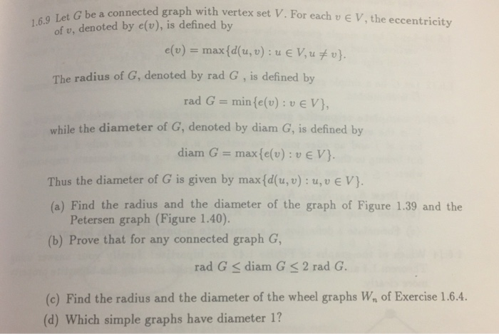 Solved g Let G be a connected graph with set V. For each v e | Chegg.com