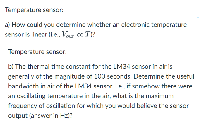 Solved Temperature sensor: a) How could you determine | Chegg.com