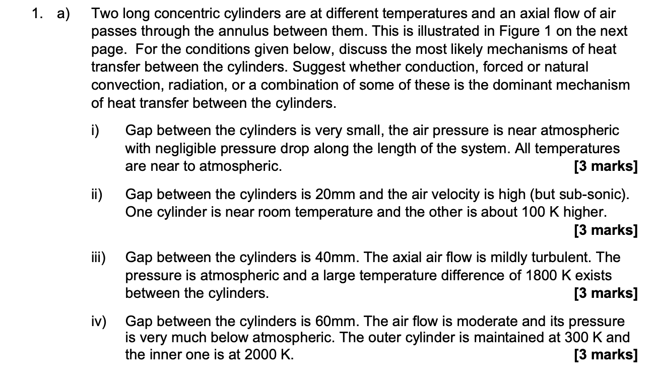 Solved 1. A) I) Two Long Concentric Cylinders Are At | Chegg.com