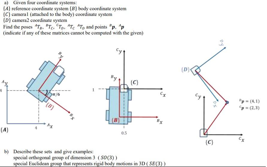 Solved a) Given four coordinate systems: {A} reference | Chegg.com