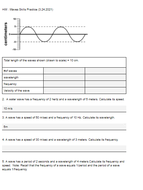 Waves Practice Worksheet