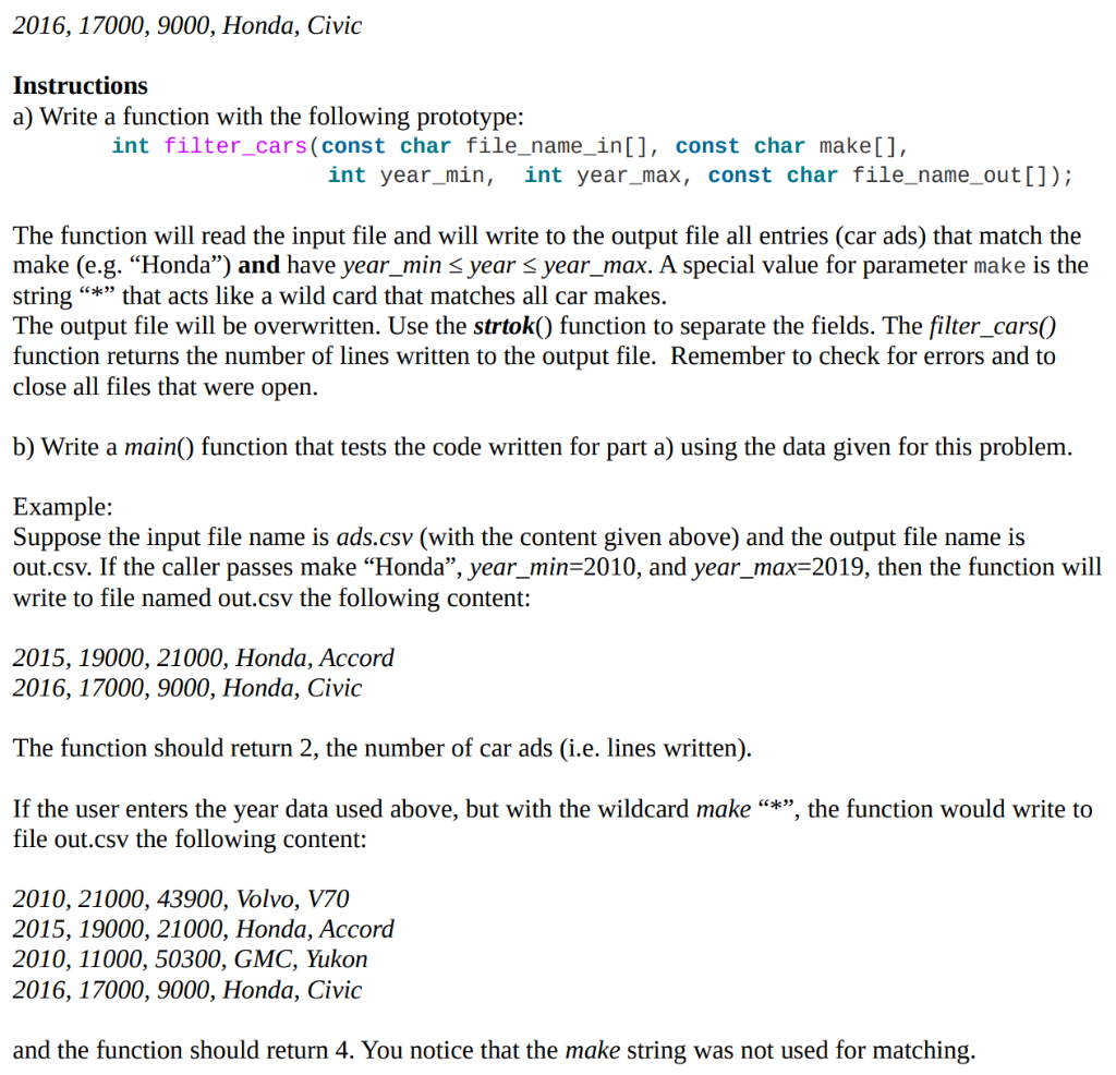 solved databricks and python Images High Quality... Write a program the reads a file with car sale ads | Chegg.com