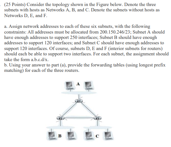 Solved (25 Points) Consider the topology shown in the Figure | Chegg.com