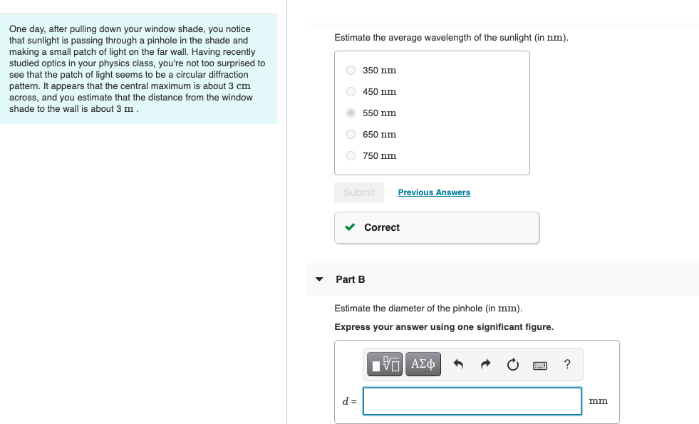 Solved Estimate the average wavelength of the sunlight (in | Chegg.com