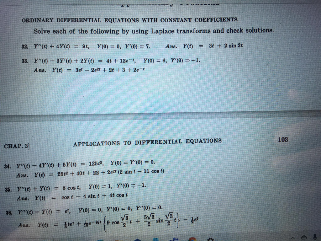 Solved ORDINARY DIFFERENTIAL EQUATIONS WITH CONSTANT | Chegg.com