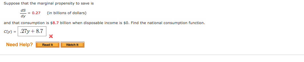 Solved Suppose that the marginal propensity to save is ds = | Chegg.com