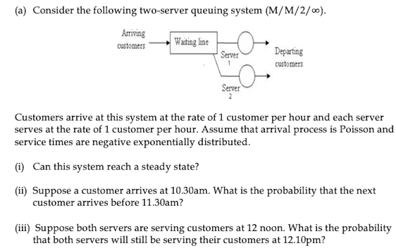 Solved (a) Consider The Following Two-server Queuing System | Chegg.com