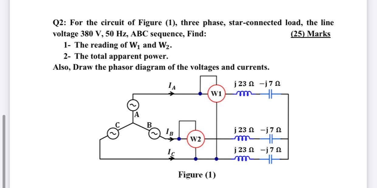 Solved Q2: For the circuit of Figure (1), three phase, | Chegg.com