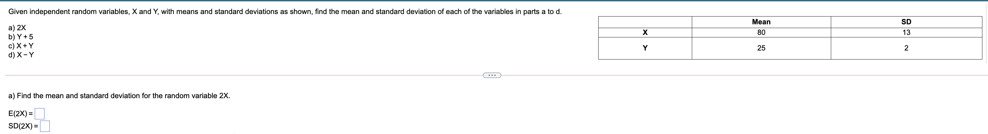 Solved find the mean and standard deviation of each of the | Chegg.com