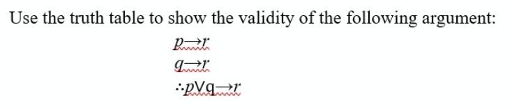 Solved Use the truth table to show the validity of the | Chegg.com