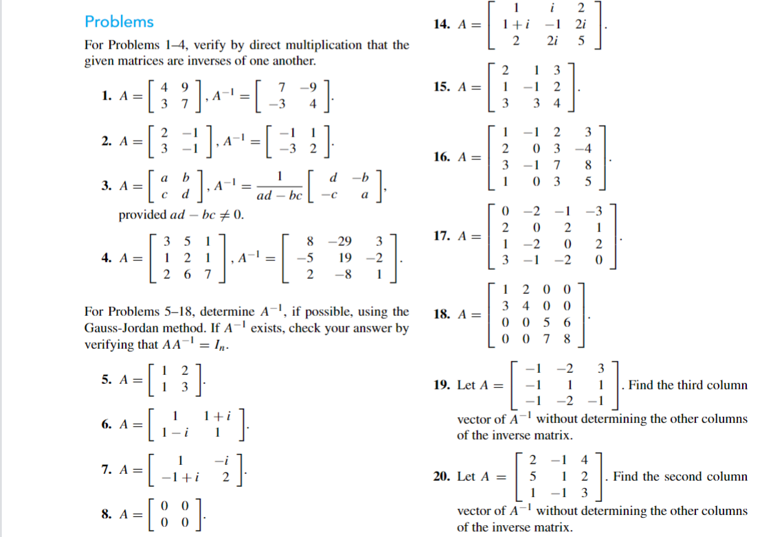 Solved Problems 14. A=⎣⎡11+i2i−12i22i5⎦⎤. For Problems 1-4, | Chegg.com