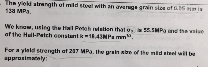 solved-the-yield-strength-of-mild-steel-with-an-average-chegg