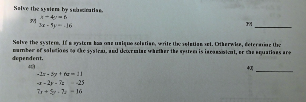 Solved Solve The System By Substitution X 4y 6 39 3x 3029