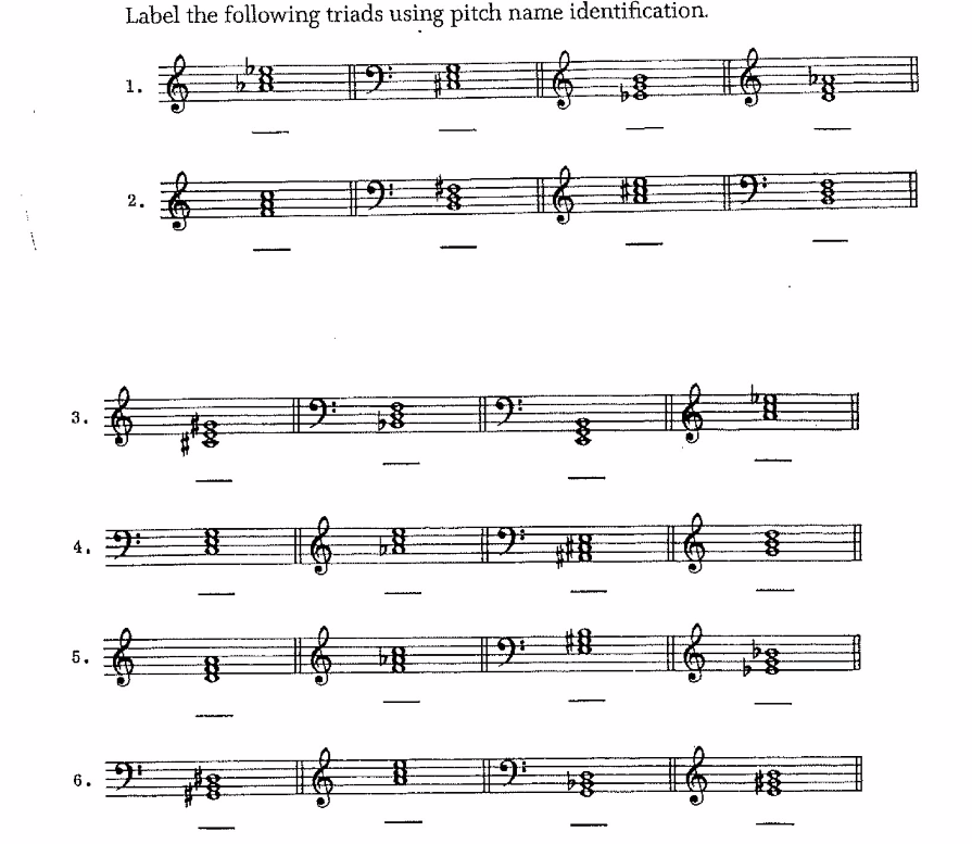 Label the following triads using pitch name | Chegg.com
