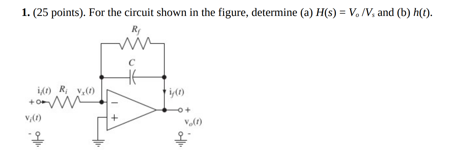 Solved 1. (25 points). For the circuit shown in the figure, | Chegg.com