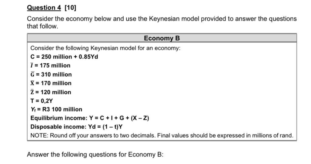 Solved 4.1. Calculate The Equilibrium Level Of Income Using | Chegg.com