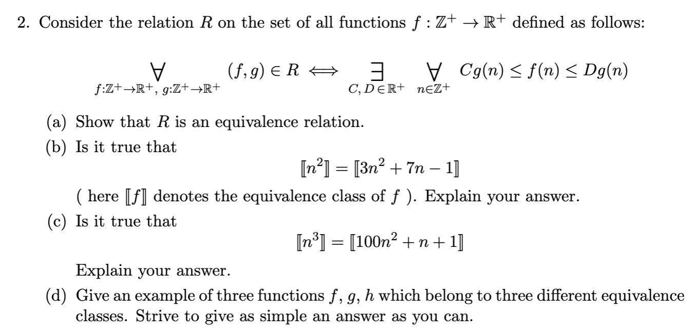 Solved Consider The Relation R On The Set Of All Functions | Chegg.com