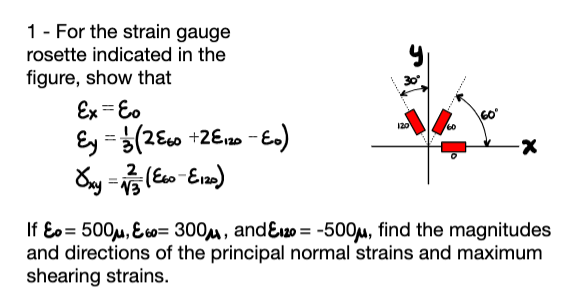 Solved 1 - For the strain gauge rosette indicated in the | Chegg.com