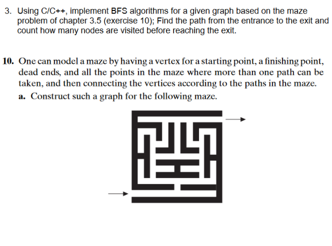 Solved 3. Using C/C++, implement BFS algorithms for a given | Chegg.com