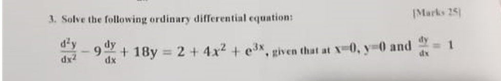 Solved 3. Solve The Following Ordinary Differential Equation | Chegg.com