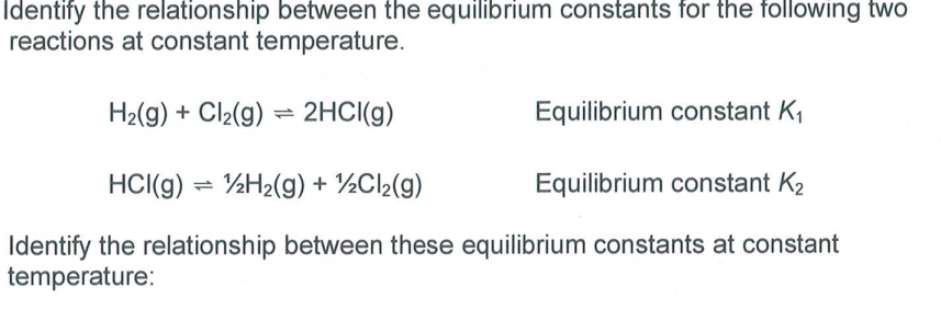 Solved Identify the relationship between the equilibrium | Chegg.com