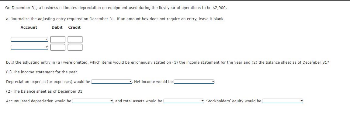 Solved On December 31 , a business estimates depreciation on