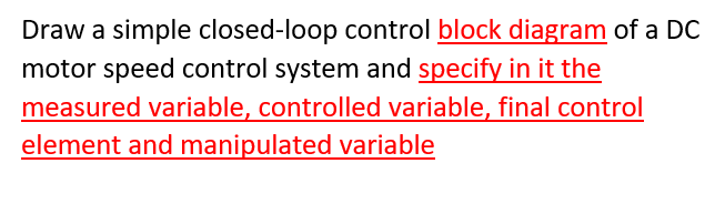 Solved Draw a simple closed-loop control block diagram of a | Chegg.com