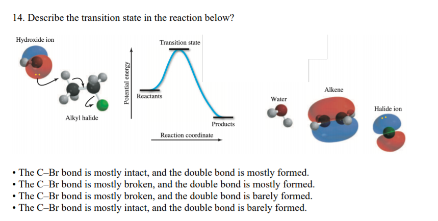 Solved 14. Describe the transition state in the reaction | Chegg.com