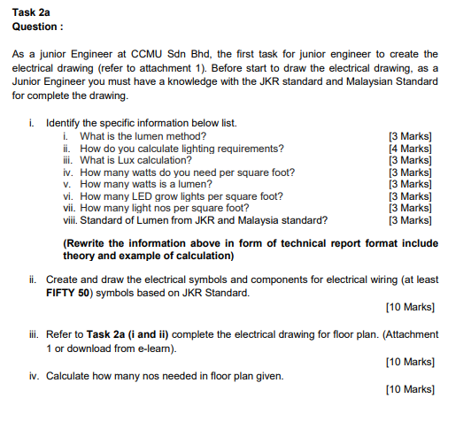 Solved Task 2a Question : As a junior Engineer at CCMU Sdn  Chegg.com