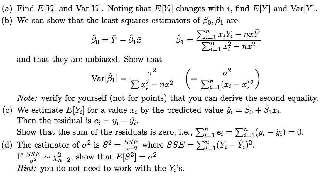 Solved We have defined the simple linear regression model | Chegg.com