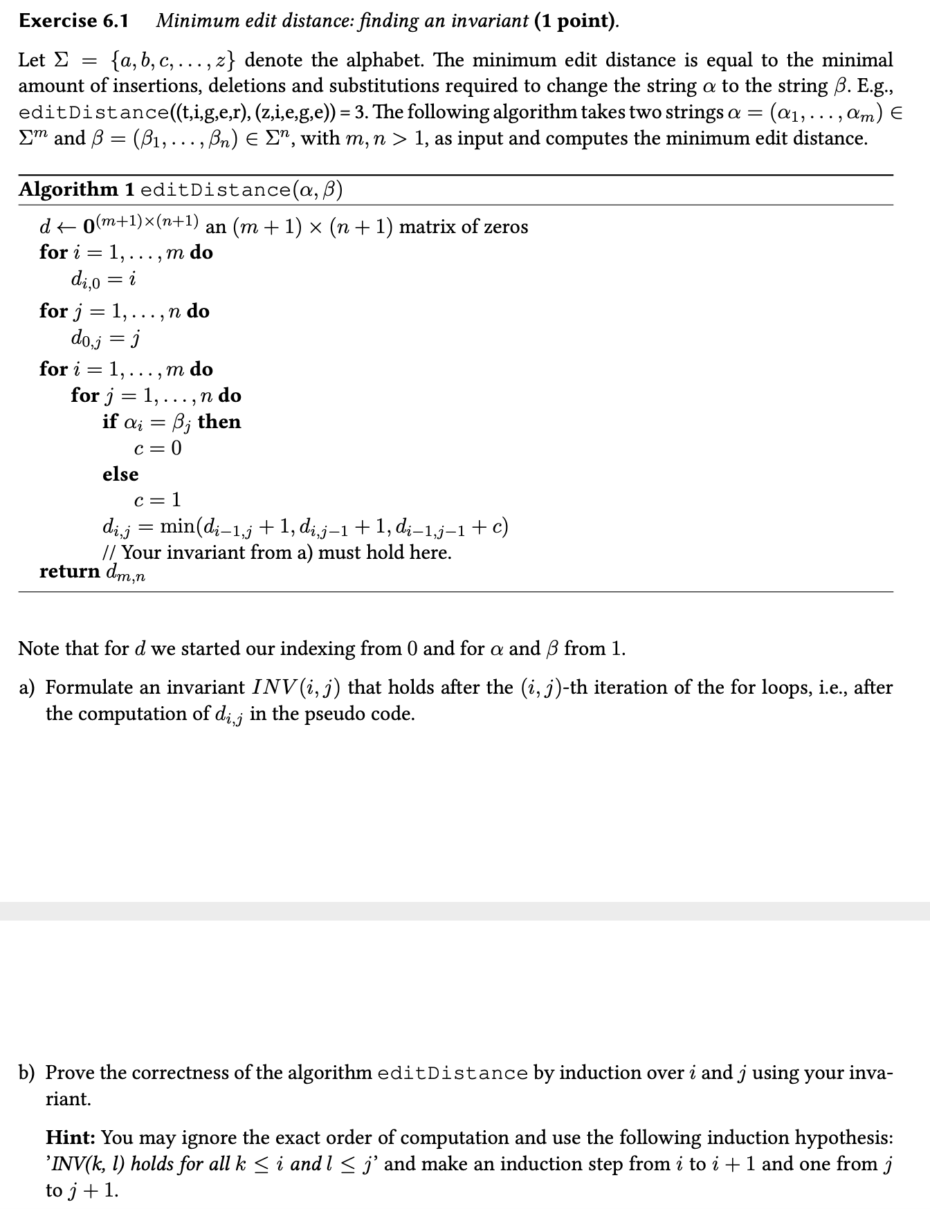 Exercise 6 1 Minimum Edit Distance Finding An Inv Chegg Com