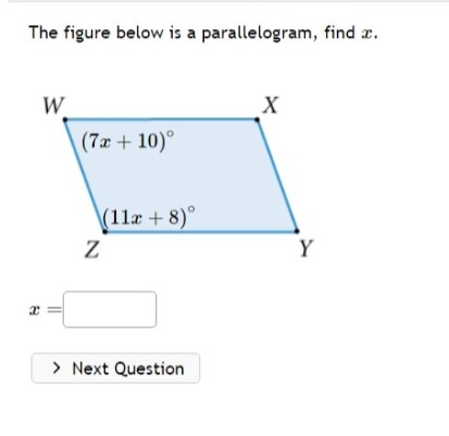 Solved The figure below is a parallelogram, find x. | Chegg.com