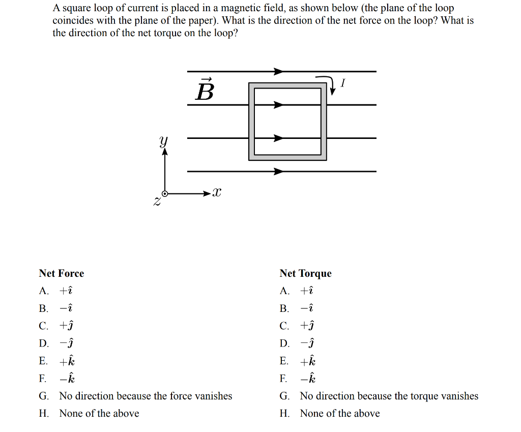 Solved A square loop of current is placed in a magnetic | Chegg.com