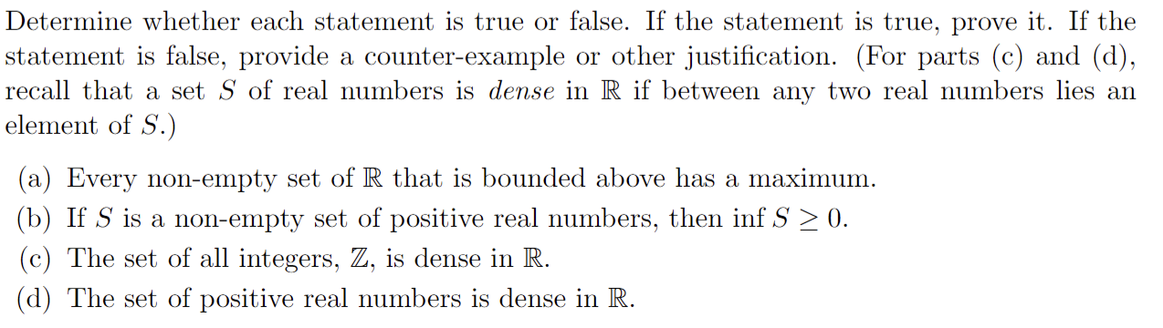 Solved Determine whether each statement is true or false. If | Chegg.com