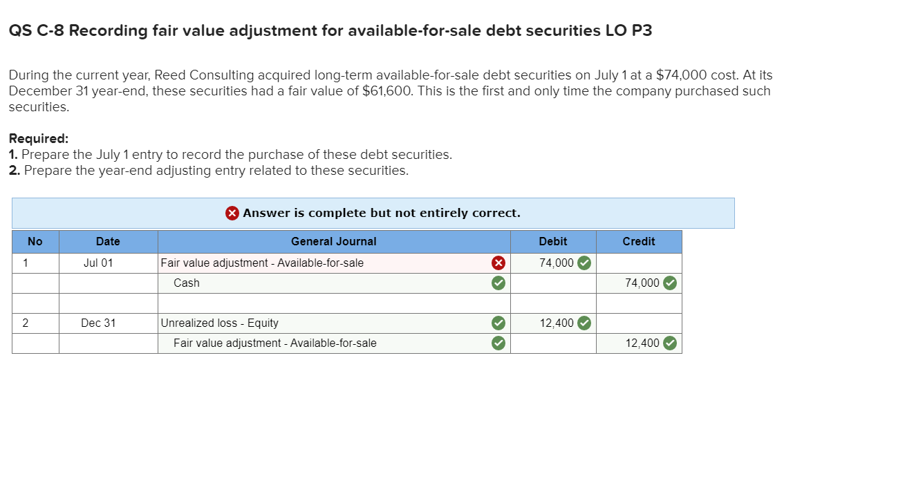 Solved QS C-8 Recording fair value adjustment for | Chegg.com