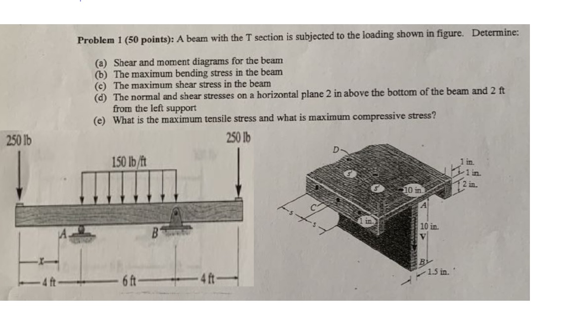 Solved Problem 1 (50 points): A beam with the T section is | Chegg.com