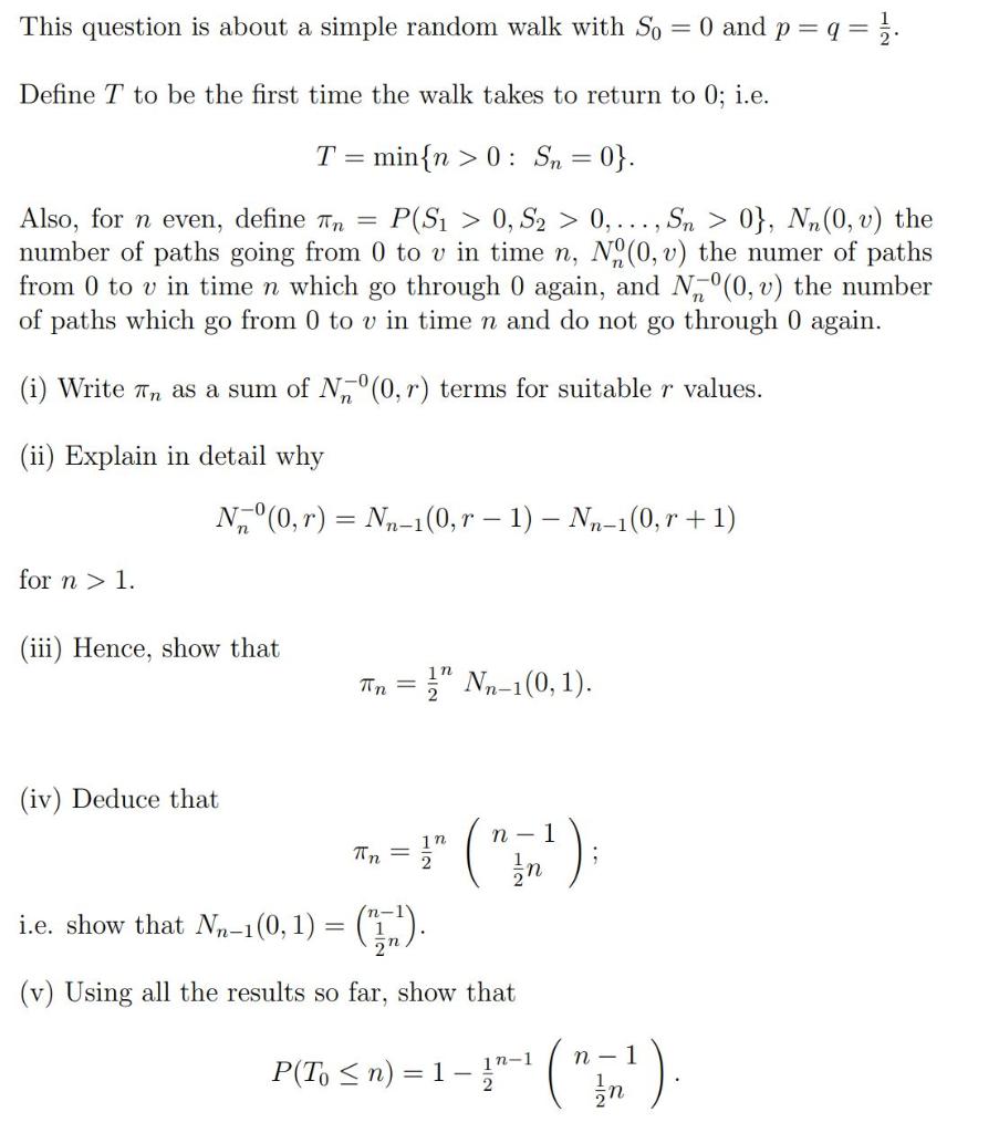 This question is about a simple random walk with So = | Chegg.com
