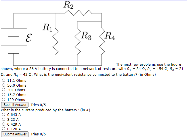 Solved R2 Ri E R3 R4 T The next few problems use the figure | Chegg.com