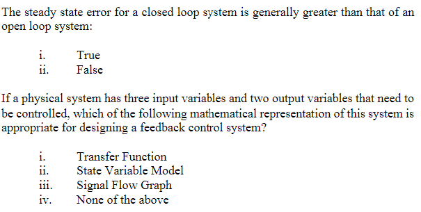Solved The steady state error for a closed loop system is | Chegg.com