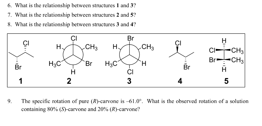 Solved 6. What is the relationship between structures 1 and | Chegg.com