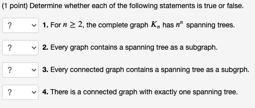 Solved (1 point) Determine whether each of the following | Chegg.com