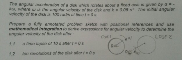 Solved Question 1 [12 Marks] The angular acceleration of a | Chegg.com