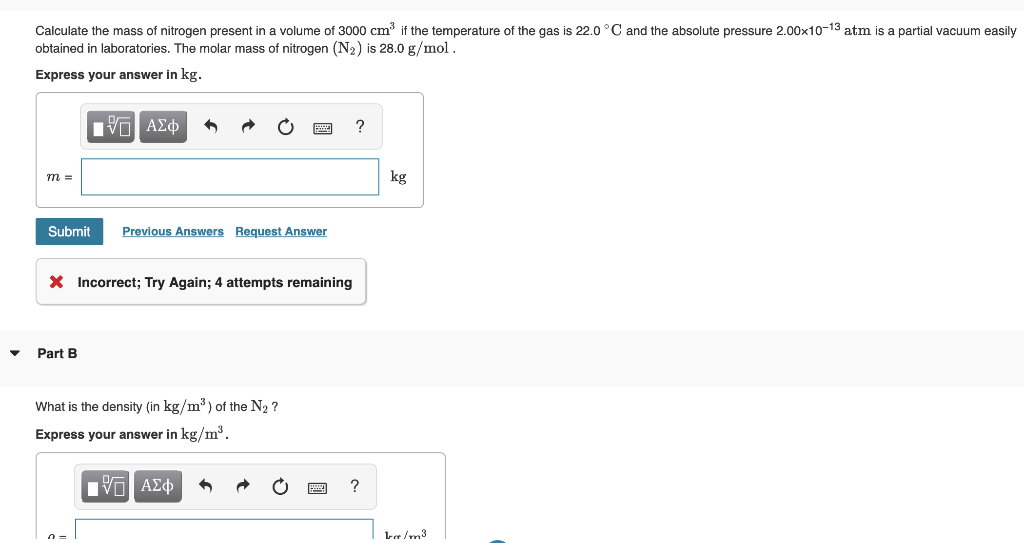 Solved Calculate the mass of nitrogen present in a volume of | Chegg.com