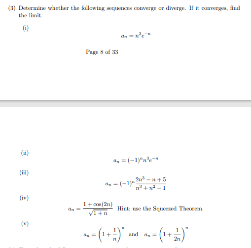 Solved (3) Determine whether the following sequences | Chegg.com